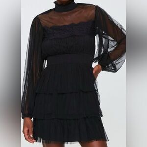 Forever 21 Black Sheer Dress- Size M